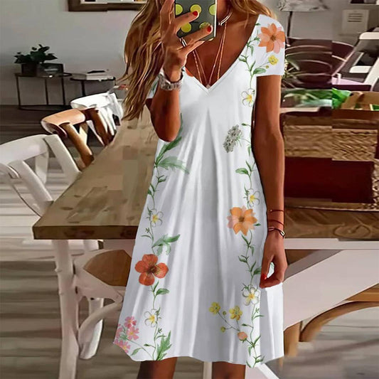 TINA™ Moderno minivestido de manga corta/Estampado floral |Victorio&Giralda™