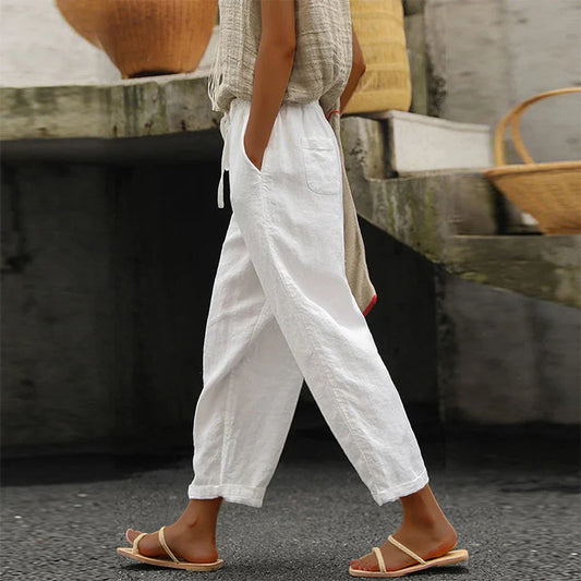ZAKIA™ Pantalón con cordón de lino |Victorio&Giralda™